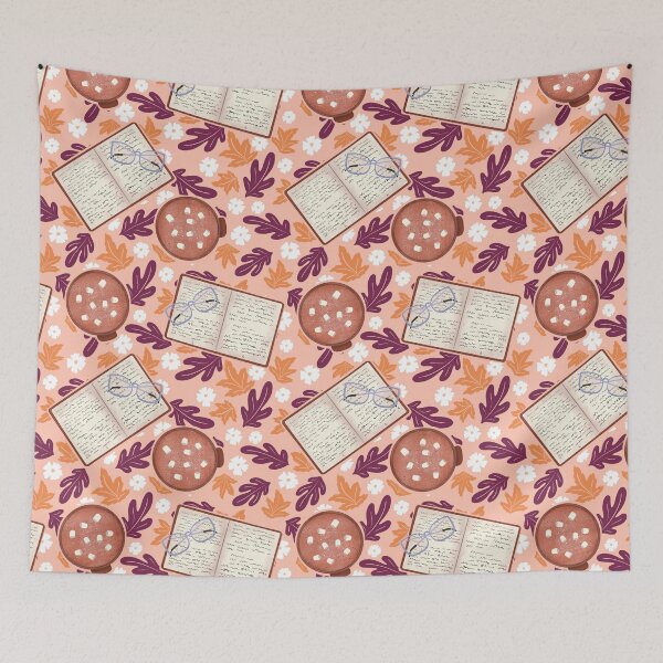 Item preview, Cozy Fall – Books, Hot Cocoa, Glasses, and Autumn Florals designed and sold by JVCreative.