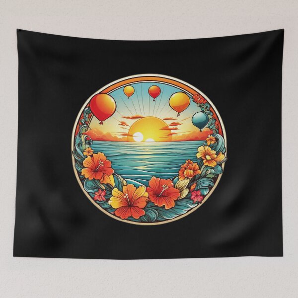 Item preview, Colorful Balloons Over the Ocean with Hawaii Orchids designed and sold by NautiChic.