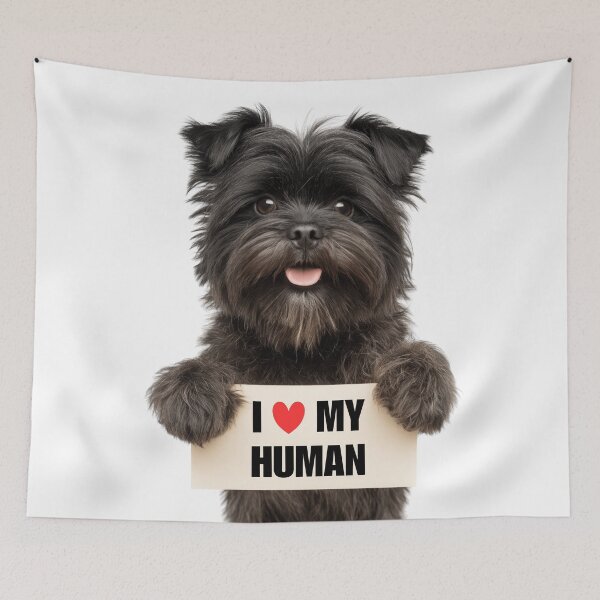 Item preview, Cute Affenpinscher dog with Signboard I love my Human  designed and sold by LazyOwlStore.