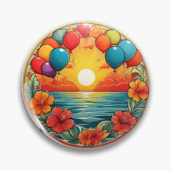 Item preview, Sunset Balloons Over the Ocean with Hawaii Orchids designed and sold by NautiChic.
