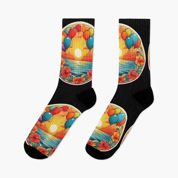 Item preview, Sunset Balloons Over the Ocean with Hawaii Orchids designed and sold by NautiChic.