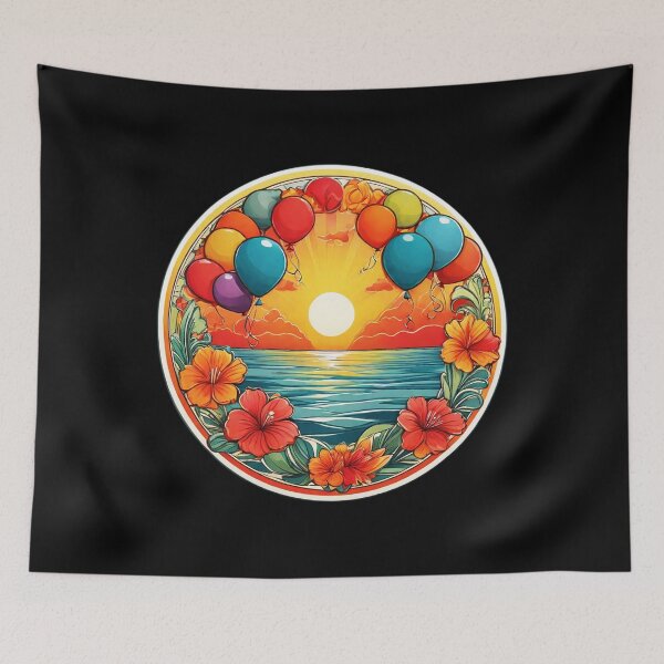 Item preview, Sunset Balloons Over the Ocean with Hawaii Orchids designed and sold by NautiChic.