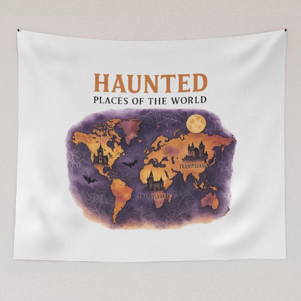 Item preview, Haunted World Map – Halloween Transylvania Art designed and sold by Wander Vibes.