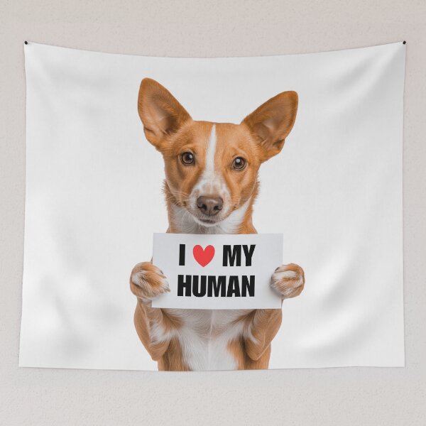 Item preview, Cute Portuguese Podengo dog with Signboard I love my Human  designed and sold by LazyOwlStore.
