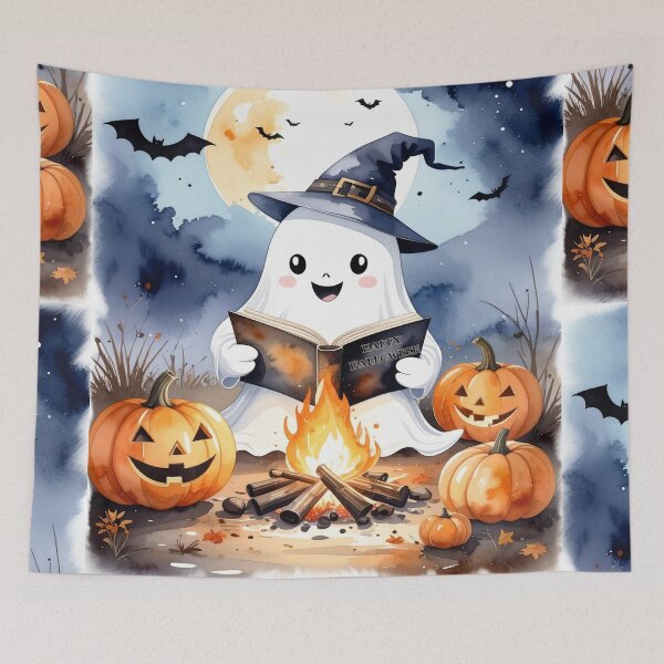 Item preview, Happy Halloween stories around the campfire, ghost reads to pumpkins designed and sold by LiskoDesign.