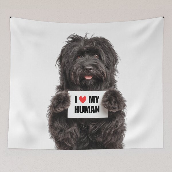 Item preview, Cute Puli dog with Signboard I love my Human  designed and sold by LazyOwlStore.
