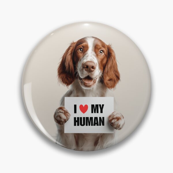 Item preview, Cute Irish Red and White Setter dog with Signboard I love my Human  designed and sold by LazyOwlStore.