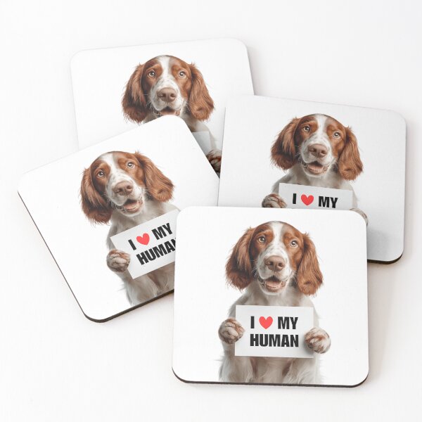 Item preview, Cute Irish Red and White Setter dog with Signboard I love my Human  designed and sold by LazyOwlStore.