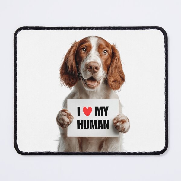 Item preview, Cute Irish Red and White Setter dog with Signboard I love my Human  designed and sold by LazyOwlStore.