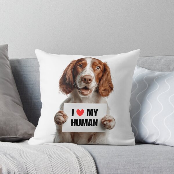 Item preview, Cute Irish Red and White Setter dog with Signboard I love my Human  designed and sold by LazyOwlStore.
