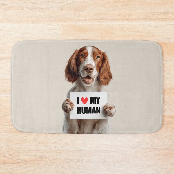 Item preview, Cute Irish Red and White Setter dog with Signboard I love my Human  designed and sold by LazyOwlStore.