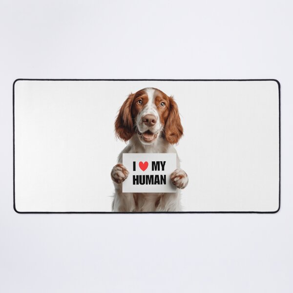 Item preview, Cute Irish Red and White Setter dog with Signboard I love my Human designed and sold by LazyOwlStore.