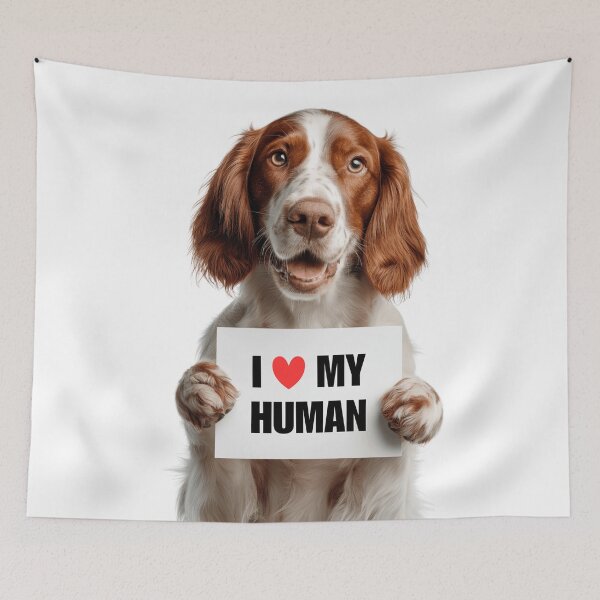 Item preview, Cute Irish Red and White Setter dog with Signboard I love my Human  designed and sold by LazyOwlStore.