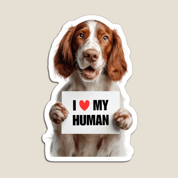 Item preview, Cute Irish Red and White Setter dog with Signboard I love my Human  designed and sold by LazyOwlStore.