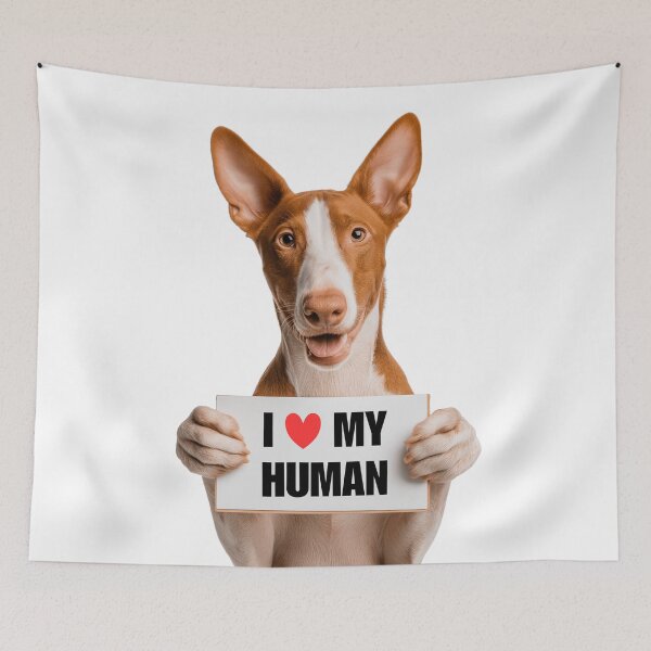 Item preview, Cute Ibizan Hound dog with Signboard I love my Human  designed and sold by LazyOwlStore.