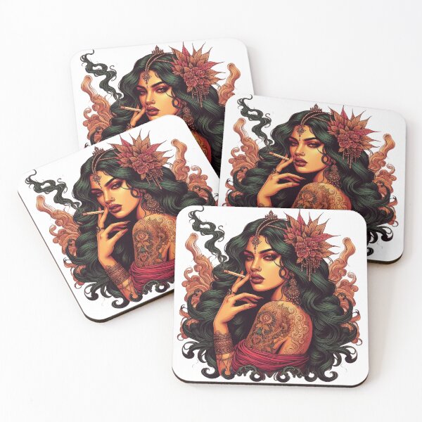Item preview, Mystic Tattooed Mystical Women Smoking in Boho Art Style. designed and sold by Spark2Seduction.