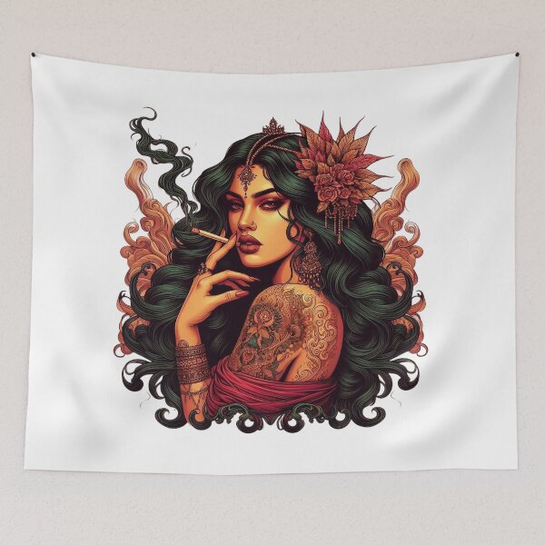 Item preview, Mystic Tattooed Mystical Women Smoking in Boho Art Style. designed and sold by Spark2Seduction.