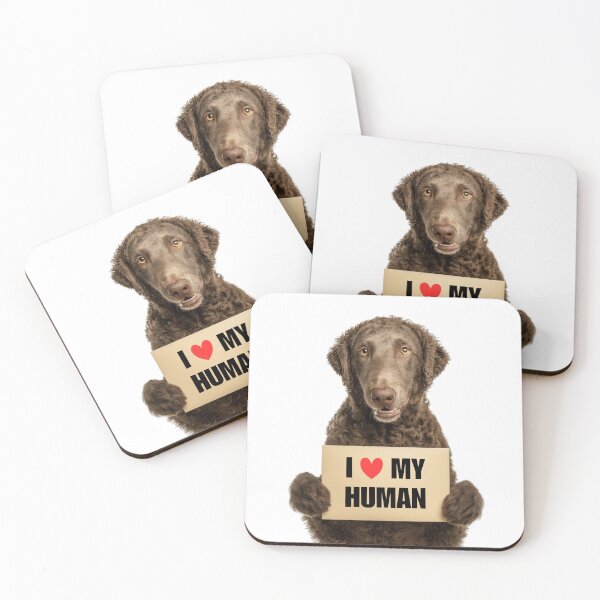 Item preview, Cute Curly-Coated Retriever dog with Signboard I love my Human  designed and sold by LazyOwlStore.