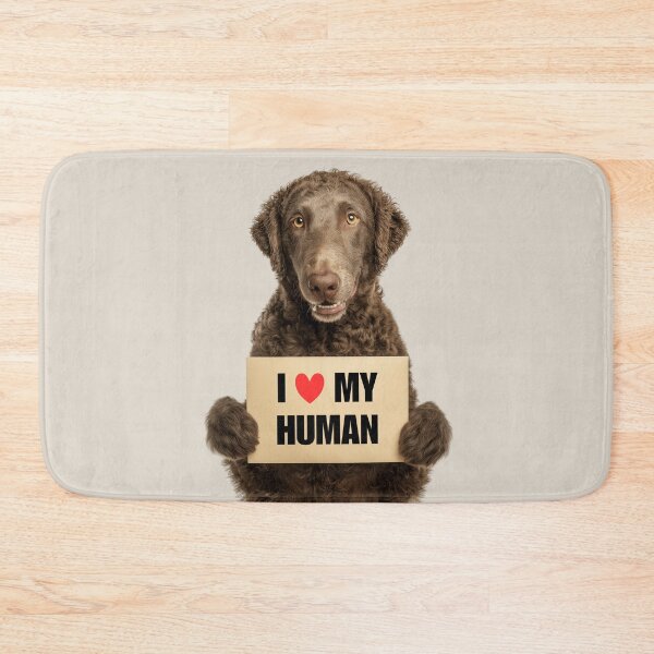 Item preview, Cute Curly-Coated Retriever dog with Signboard I love my Human  designed and sold by LazyOwlStore.