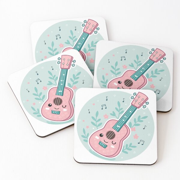 Item preview, Cute Kawaii Ukulele Character – Pastel Pink & Mint Cartoon  designed and sold by VividOrganica.