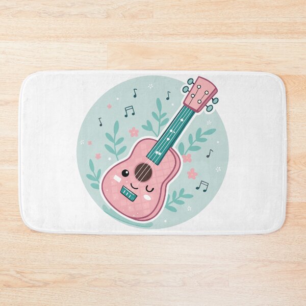 Item preview, Cute Kawaii Ukulele Character – Pastel Pink & Mint Cartoon  designed and sold by VividOrganica.