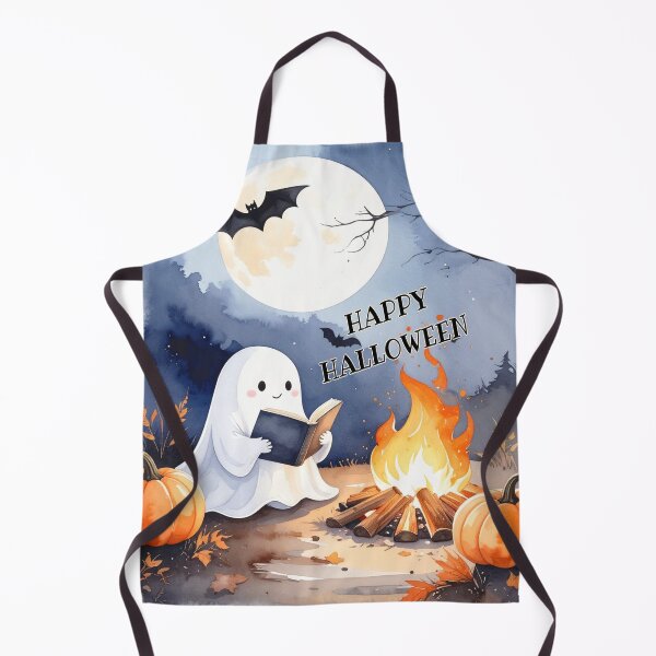 Item preview, Happy Halloween stories at the campfire, little ghost reads to pumpkins designed and sold by LiskoDesign.