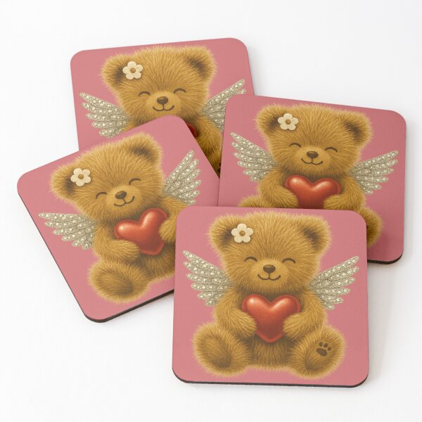 Item preview, Cute Angel Teddy Bear with Heart – Glitter Wings designed and sold by alizo74.