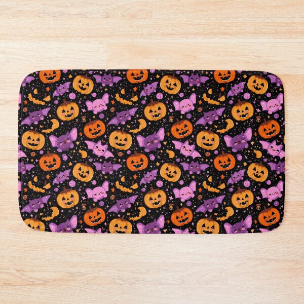 Item preview, Cute Bat and Pumpkin Halloween Seamless Pattern designed and sold by Kawaii Patterns | Chubby Animals & Cute Ghosts.
