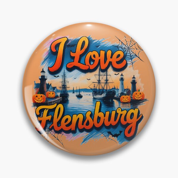 Item preview, I Love Flensburg Halloween Pumpkins and Spiders designed and sold by Khala.