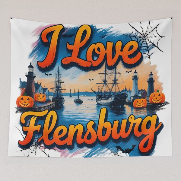 Item preview, I Love Flensburg Halloween Pumpkins and Spiders designed and sold by Khala.