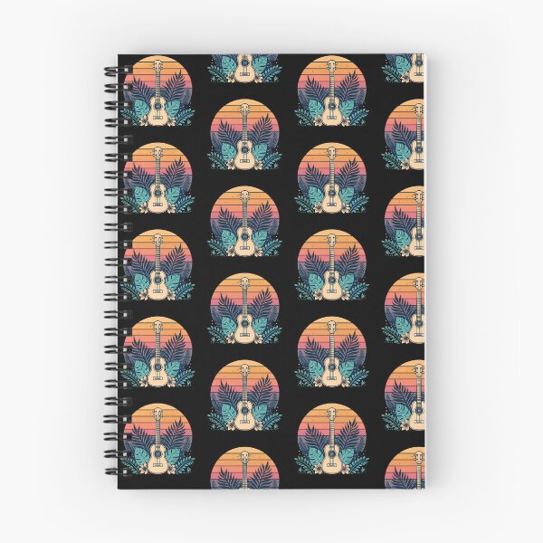 Item preview, Minimalist Ukulele Line Art with Palm Leaves & Sunset Gradient – Retro Beach Vibes designed and sold by VividOrganica.