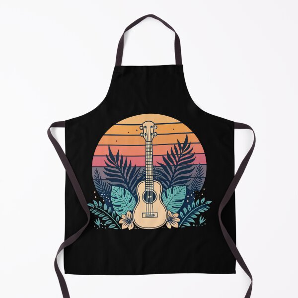 Item preview, Minimalist Ukulele Line Art with Palm Leaves & Sunset Gradient – Retro Beach Vibes designed and sold by VividOrganica.