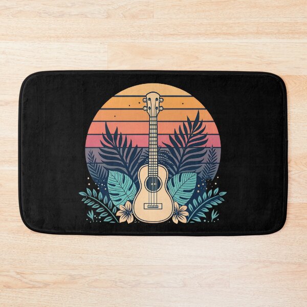 Item preview, Minimalist Ukulele Line Art with Palm Leaves & Sunset Gradient – Retro Beach Vibes designed and sold by VividOrganica.