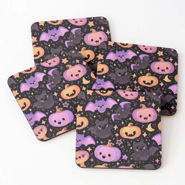Item preview, Cute Bat and Pumpkin Halloween  designed and sold by Kawaii Patterns | Chubby Animals & Cute Ghosts.