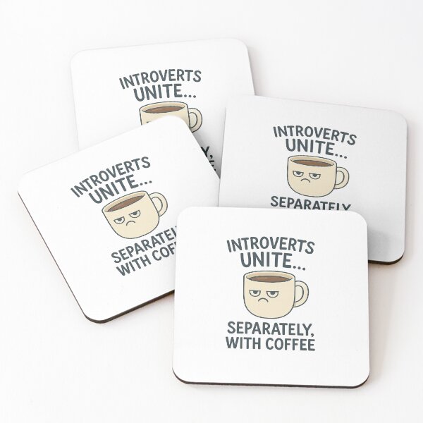 Item preview, Introverts Unite Separately with Coffee – Funny Quote Mug & Sticker designed and sold by Cat & Coffee Studio.