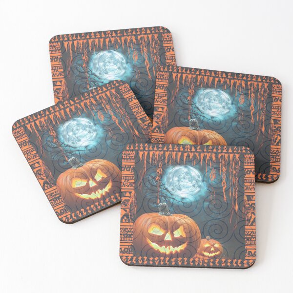 Item preview, Tribal Spiral of the Haunted Moon – Mystical Halloween Ga Gue Art designed and sold by PimTribe.