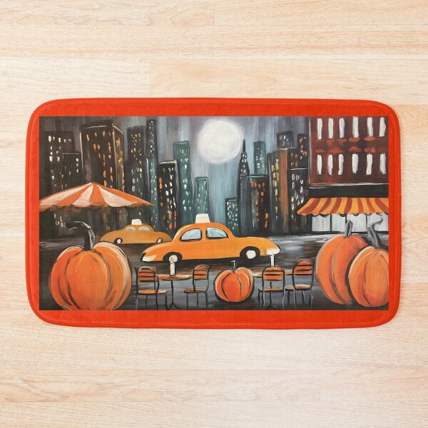 Item preview, Celebrate Halloween in NYC with Pumpkins Taxis and Cozy Moonlit Streets designed and sold by OlfactoART Studio.