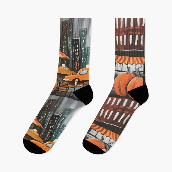 Item preview, Celebrate Halloween in NYC with Pumpkins Taxis and Cozy Moonlit Streets designed and sold by OlfactoART Studio.