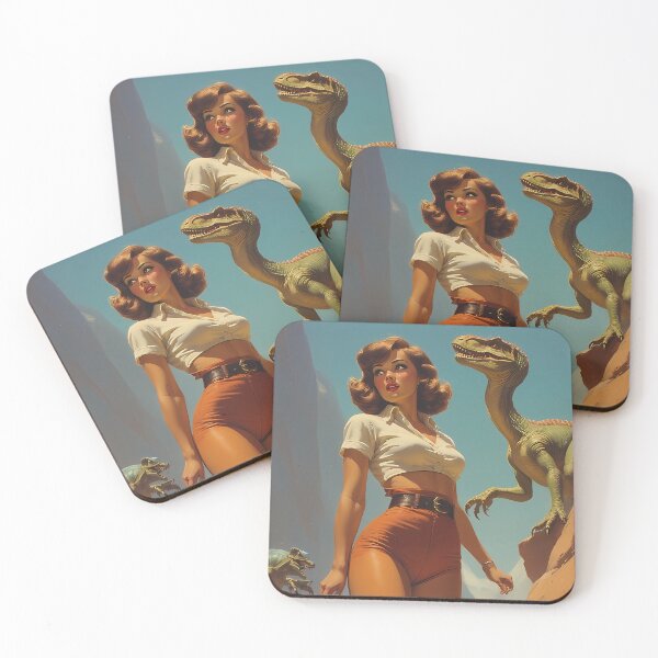 Item preview, Vintage science fiction adventure: pin-up girl meets dinosaur designed and sold by she-devil-shirt.