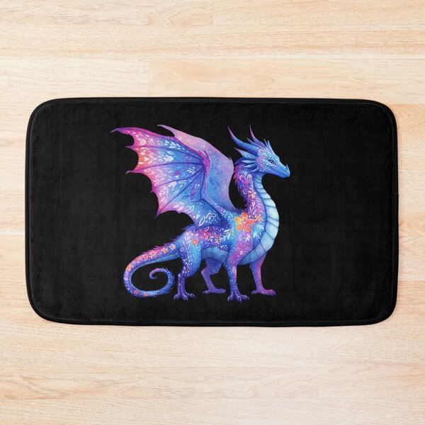 Item preview, Fantasy Blue Dragon with Floral Patterns designed and sold by TeeARTHY.