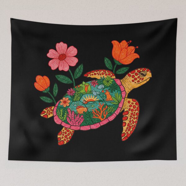 Item preview, Colorful Floral Blooms Sea Turtle  designed and sold by TeeARTHY.