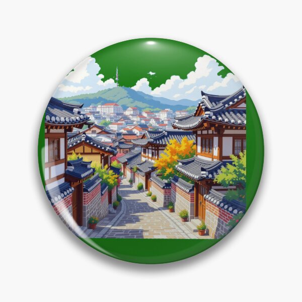 Item preview, Bukchon Hanok Village – Traditional Korean Houses in Vibrant Colors,  designed and sold by PaintMeWorld.
