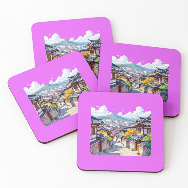 Item preview, Bukchon Hanok Village – Traditional Korean Houses in Vibrant Colors,  designed and sold by PaintMeWorld.