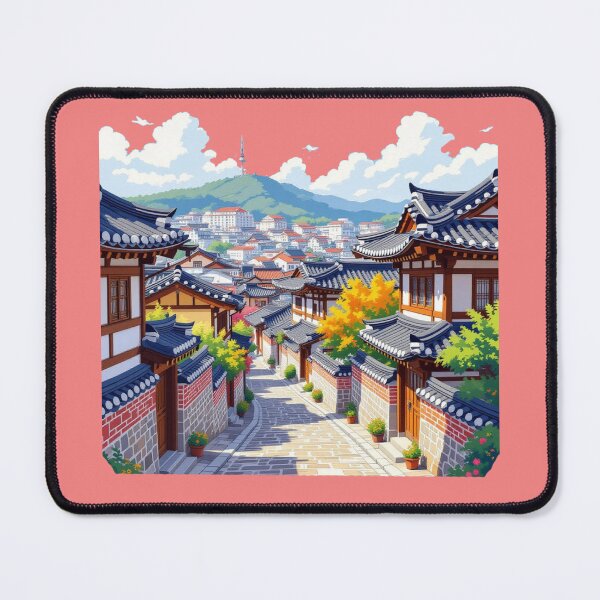 Item preview, Bukchon Hanok Village – Traditional Korean Houses in Vibrant Colors, designed and sold by PaintMeWorld.