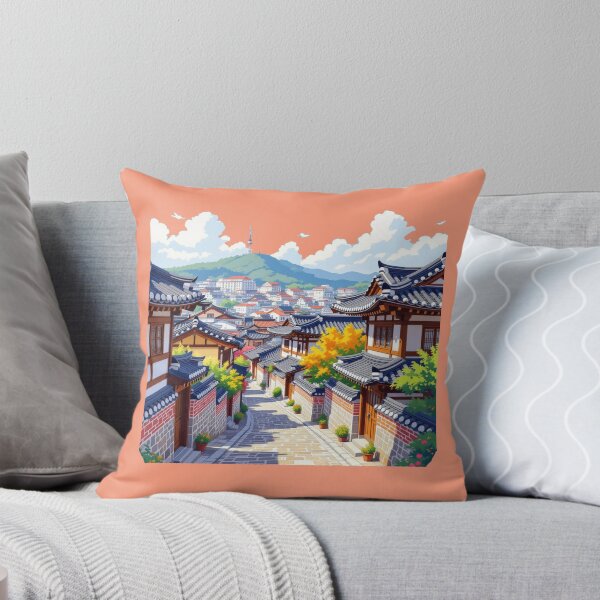 Item preview, Bukchon Hanok Village – Traditional Korean Houses in Vibrant Colors,  designed and sold by PaintMeWorld.