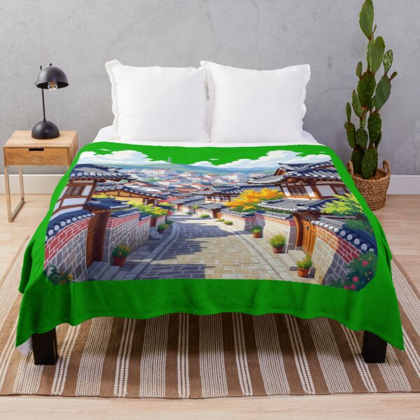 Item preview, Bukchon Hanok Village – Traditional Korean Houses in Vibrant Colors,  designed and sold by PaintMeWorld.