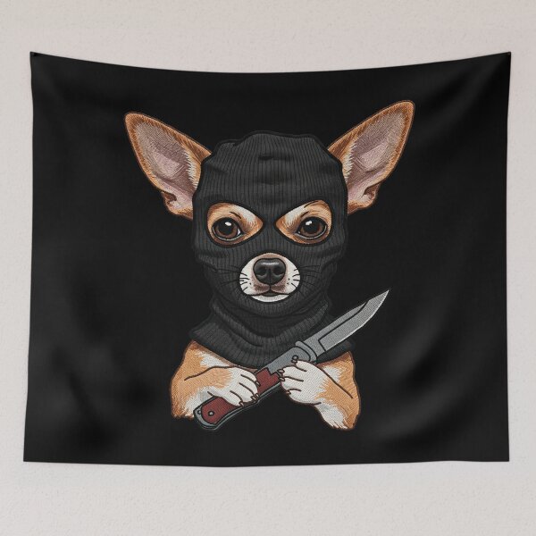 Item preview,  Gangster Chihuahua Dog with Knife designed and sold by TeeARTHY.