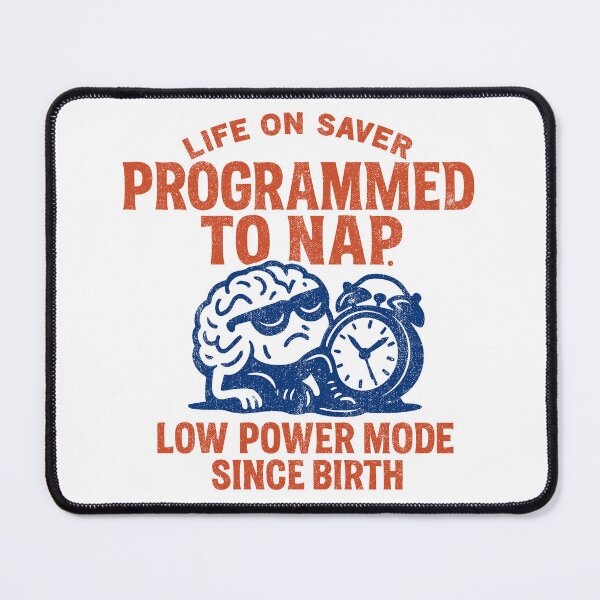 Item preview, Programmed to Nap – Funny Retro Lazy Brain Design, Funny T Shirt designed and sold by MiniindY Pop.