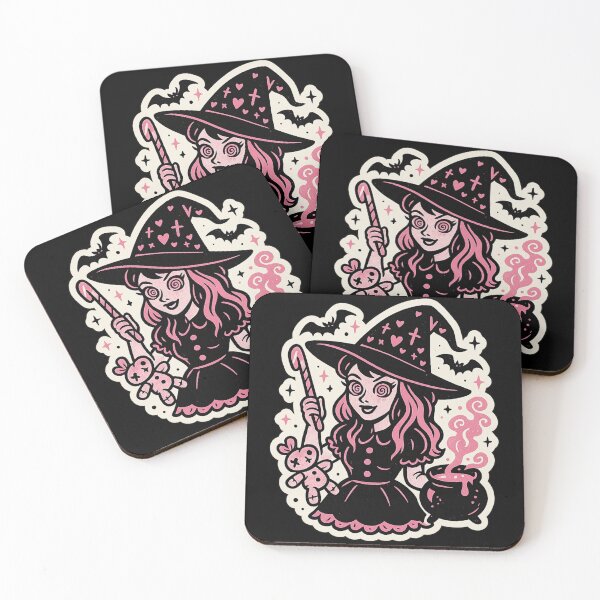 Item preview, Pink Halloween Witch – Retro 1960s Spooky Cute Witch with Cauldron designed and sold by JacobKAurumhead.
