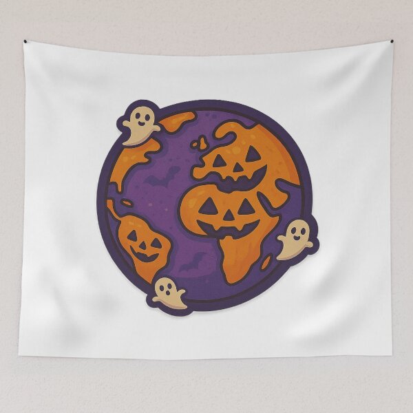 Item preview, Halloween World Planet – Pumpkins and Ghosts Around the Globe designed and sold by Wander Vibes.